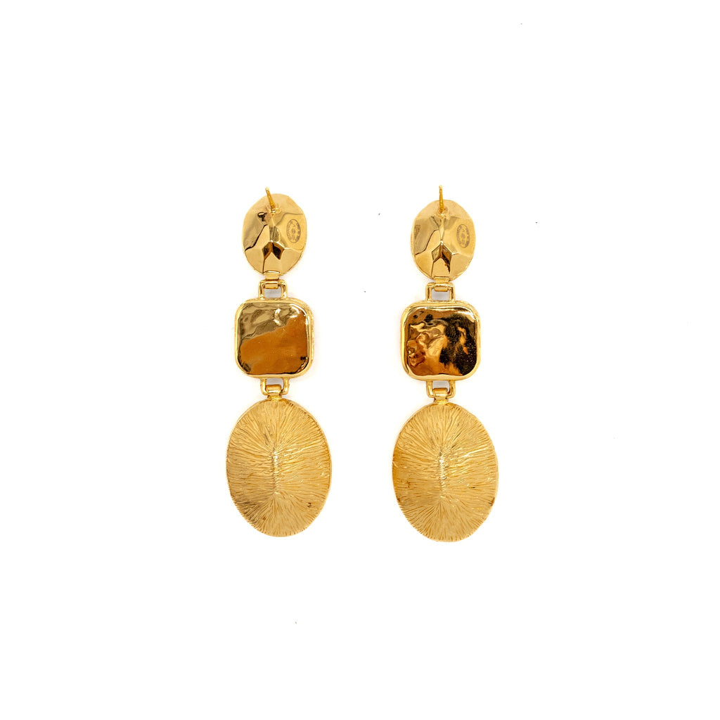 CHANEL CC CHARM AND CRYSTAL DROP EARRINGS GOLD TONE