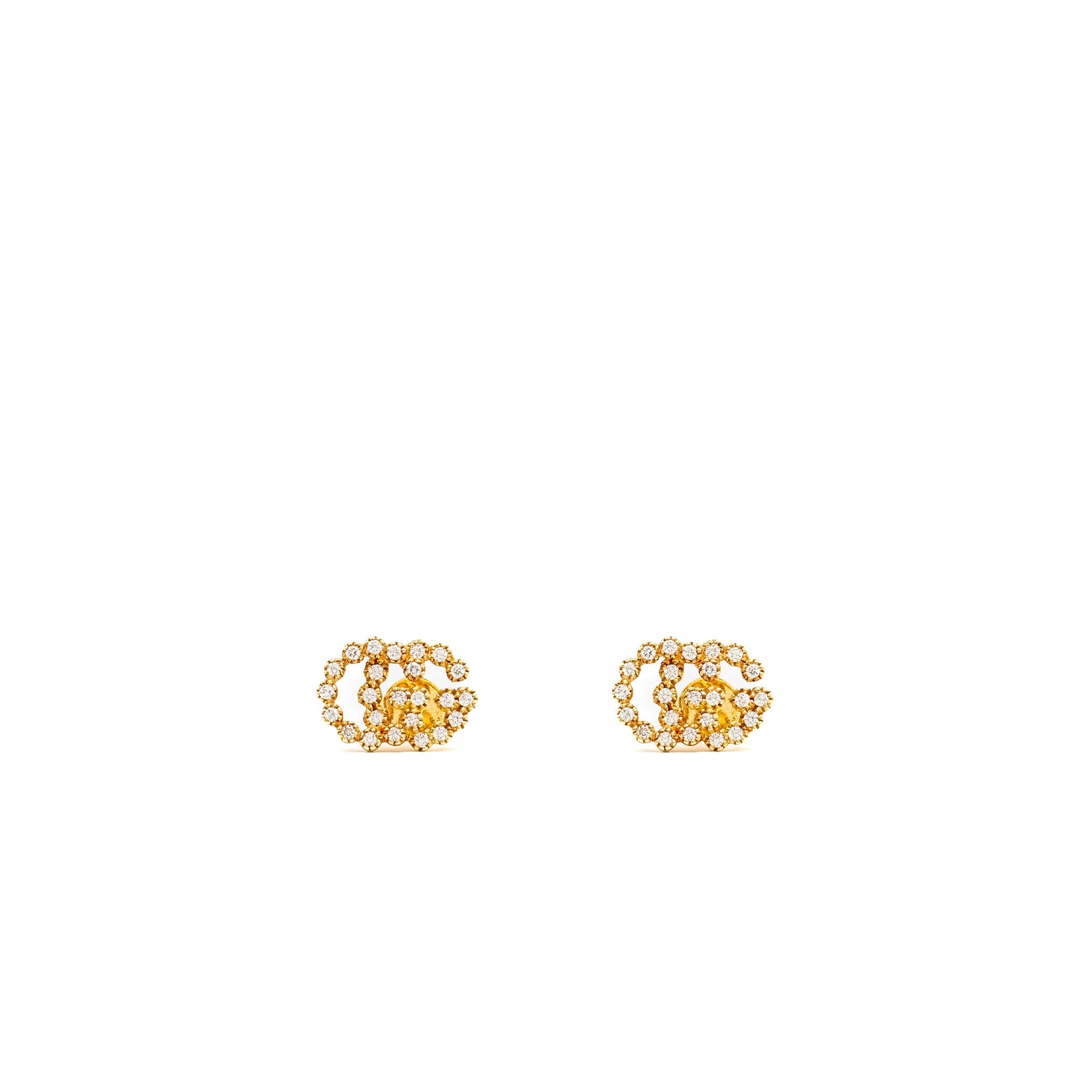 GUCCI GG RUNNING STUDS 18K YELLOW GOLD WITH DIAMONDS