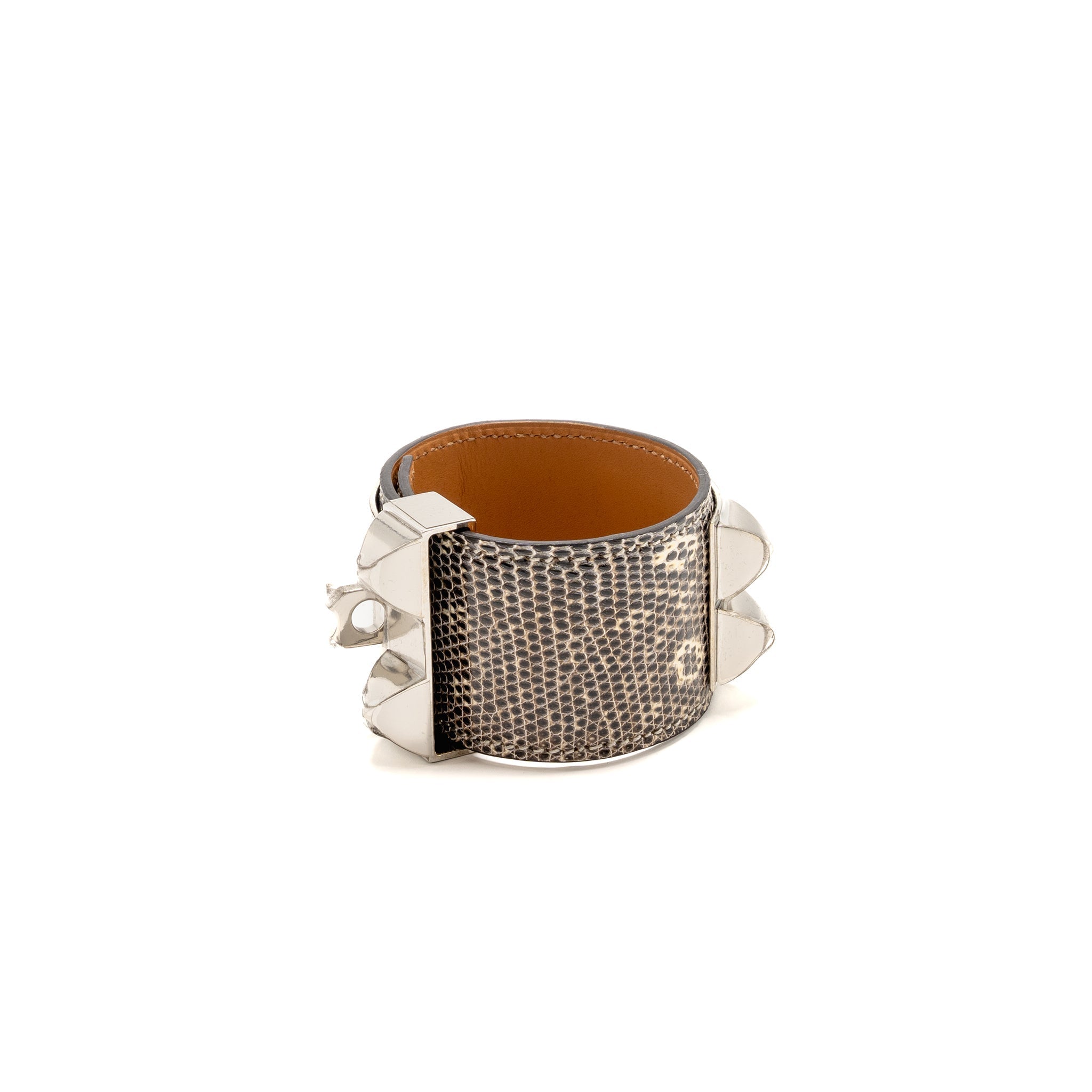 HERMES SIZE T2 COLLIER DE CHIEN CUFF BRACELET OMBRÉ LIZARD SHW STAMP C