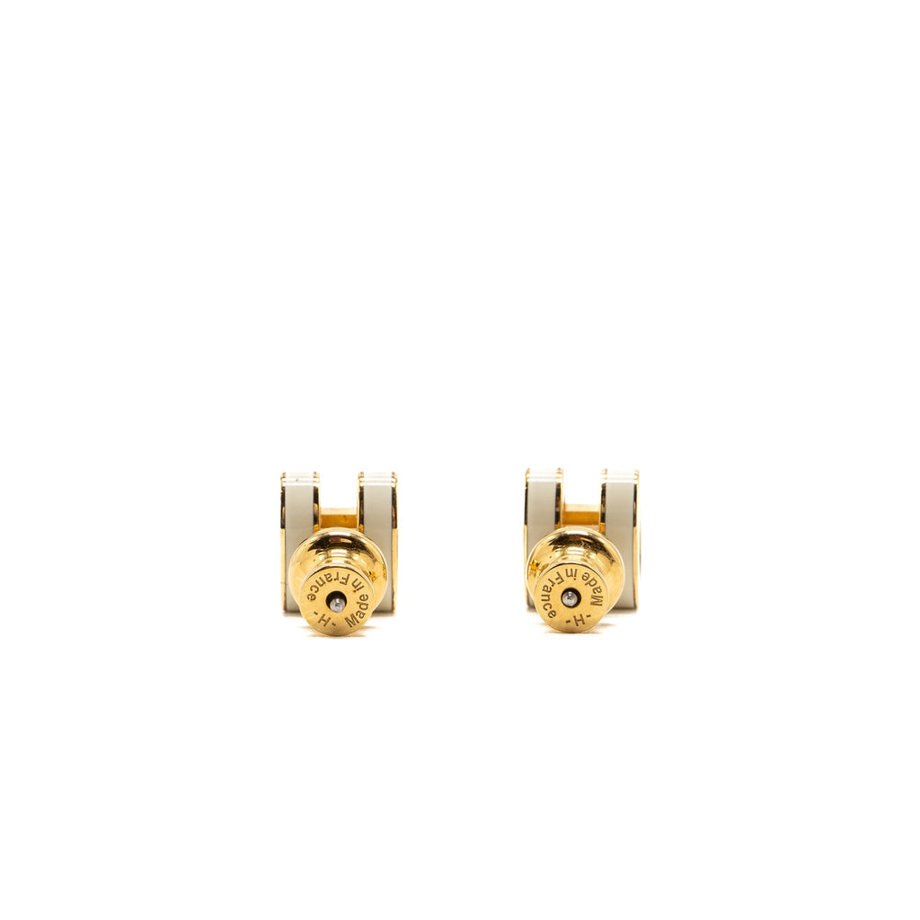 HERMES MINI POP H EARRINGS WHITE GHW
