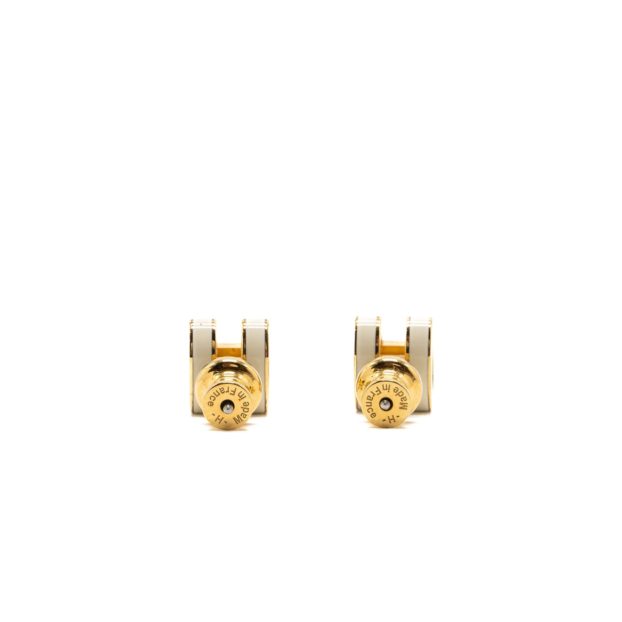 HERMES MINI POP H EARRINGS WHITE GHW