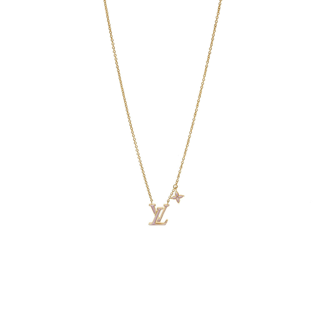 LOUIS VUITTON LV ICONIC ENAMEL NECKLACE LIGHT PINK GOLD TONE