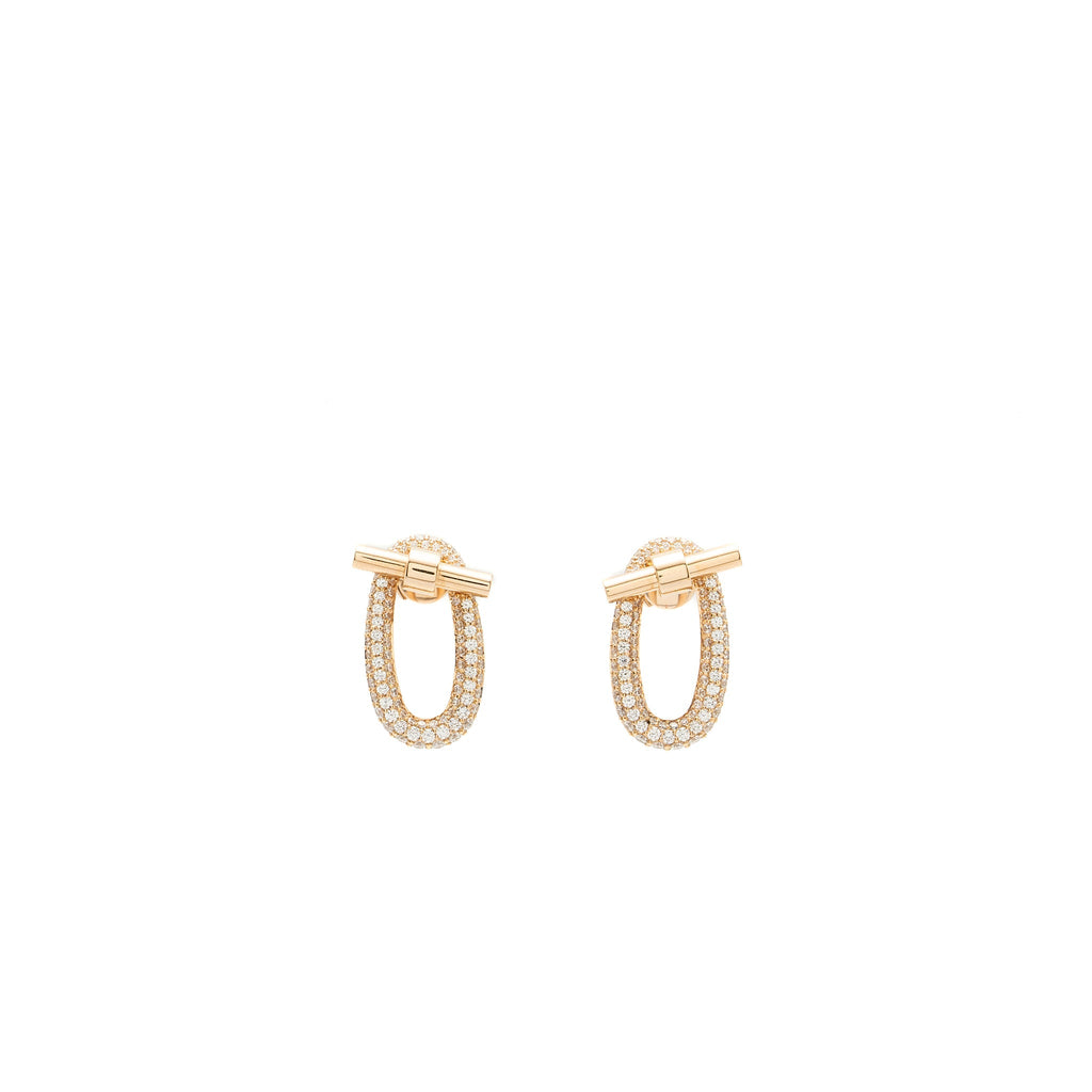 HERMES ADAGE PENDANT EARRINGS ROSE GOLD DIAMONDS