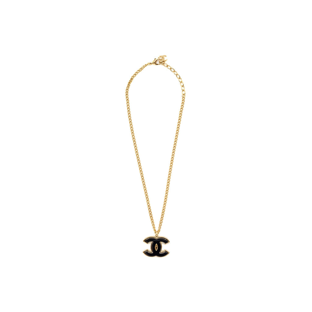 CHANEL GIANT CC LOGO NECKLACE GOLD TONE
