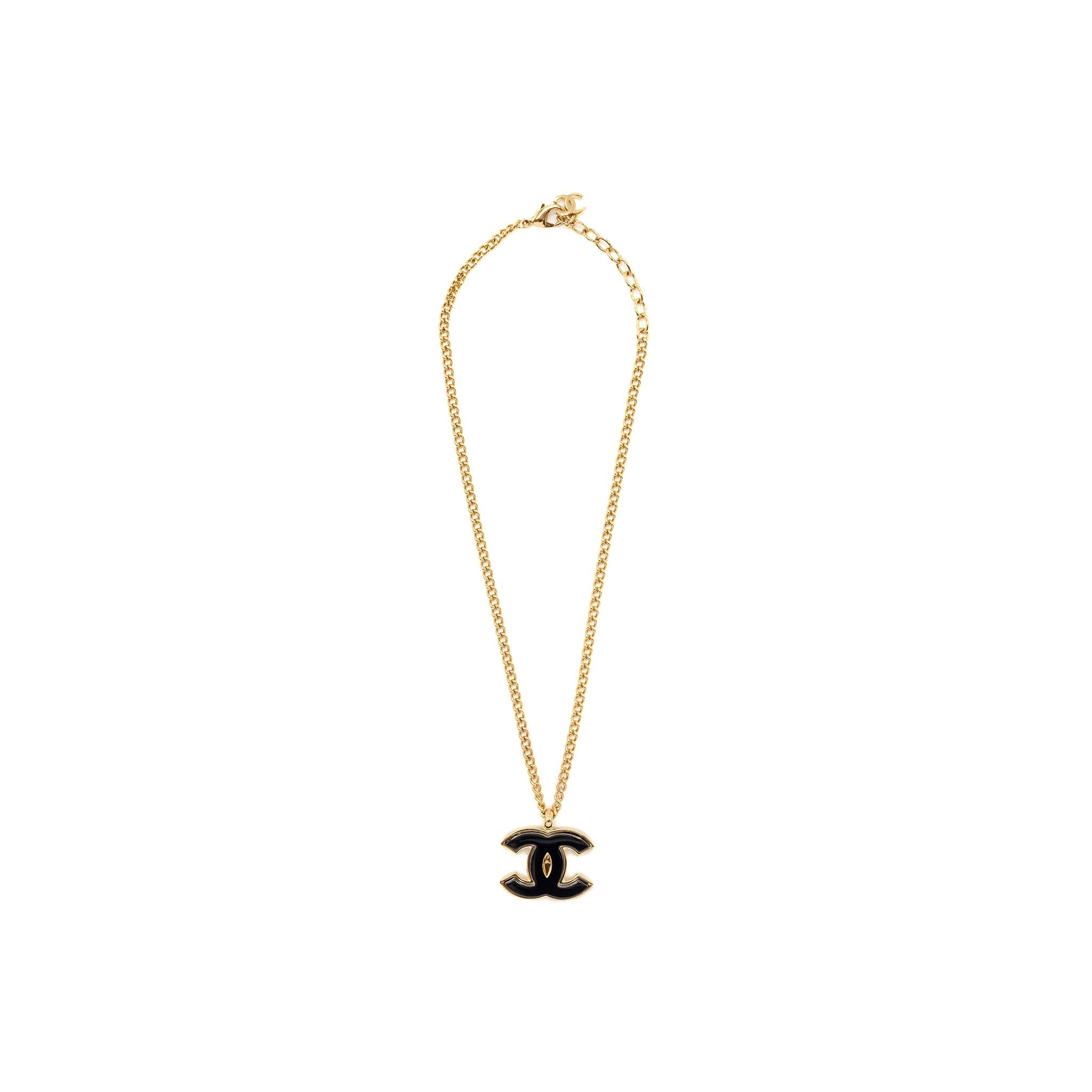 CHANEL GIANT CC LOGO NECKLACE GOLD TONE