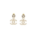 CHANEL HEART SHAPE CC LOGO DROP CRYSTAL LIGHT GOLD TONE