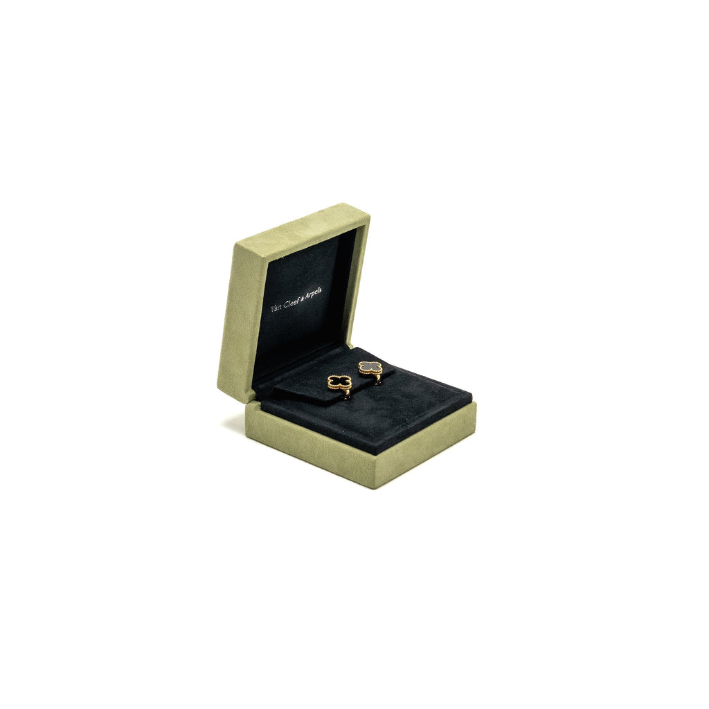 VAN CLEEF & ARPELS VINTAGE ALHAMBRA EARRINGS ONYX YELLOW GOLD