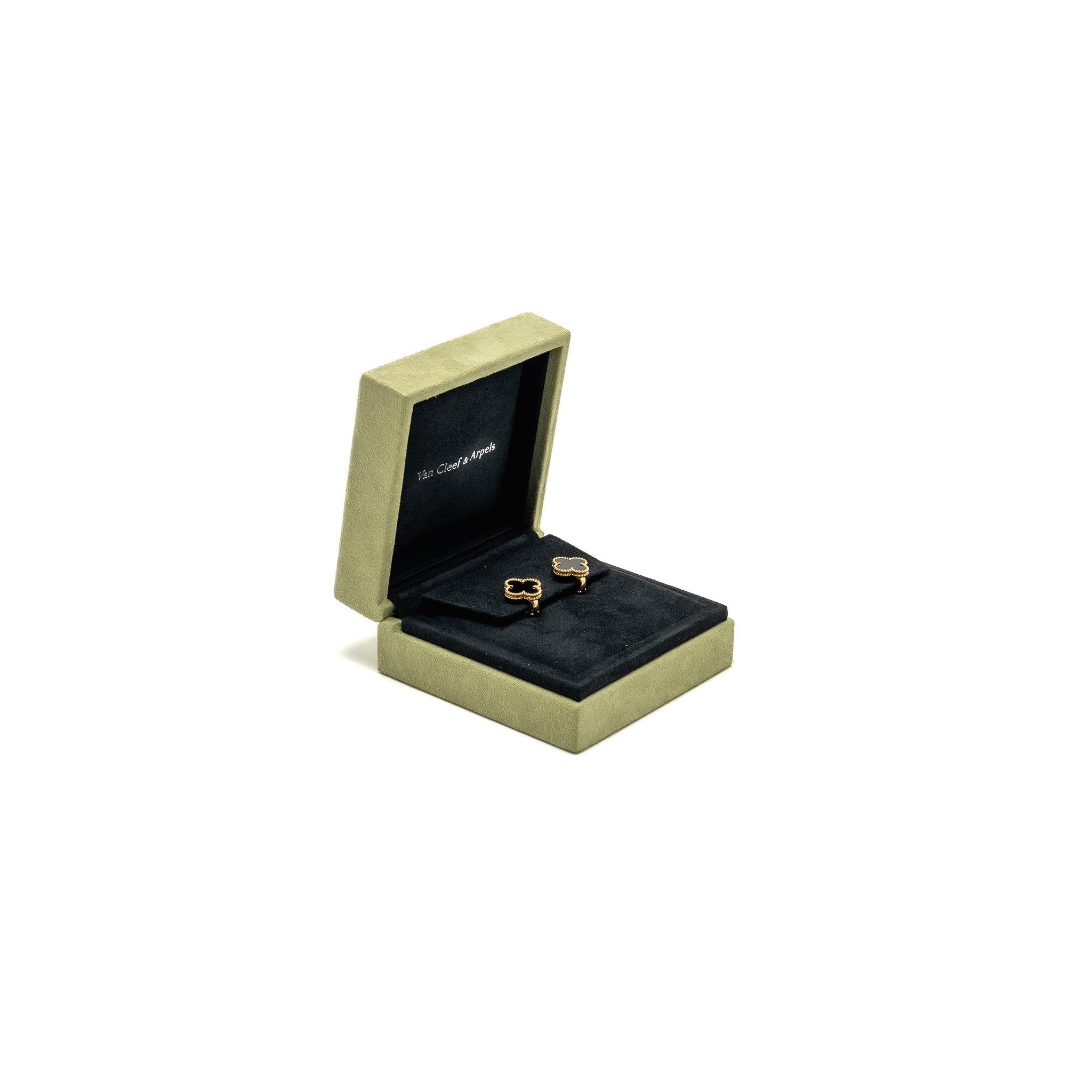 VAN CLEEF & ARPELS VINTAGE ALHAMBRA EARRINGS ONYX YELLOW GOLD