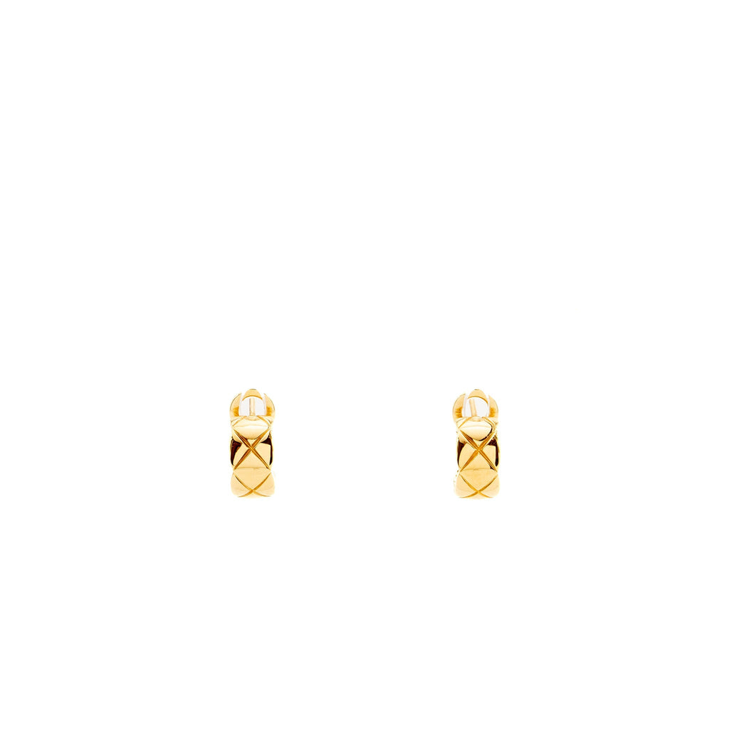 CHANEL COCO CRUSH EARRINGS QUILTED MOTIF, 18K YELLOW GOLD