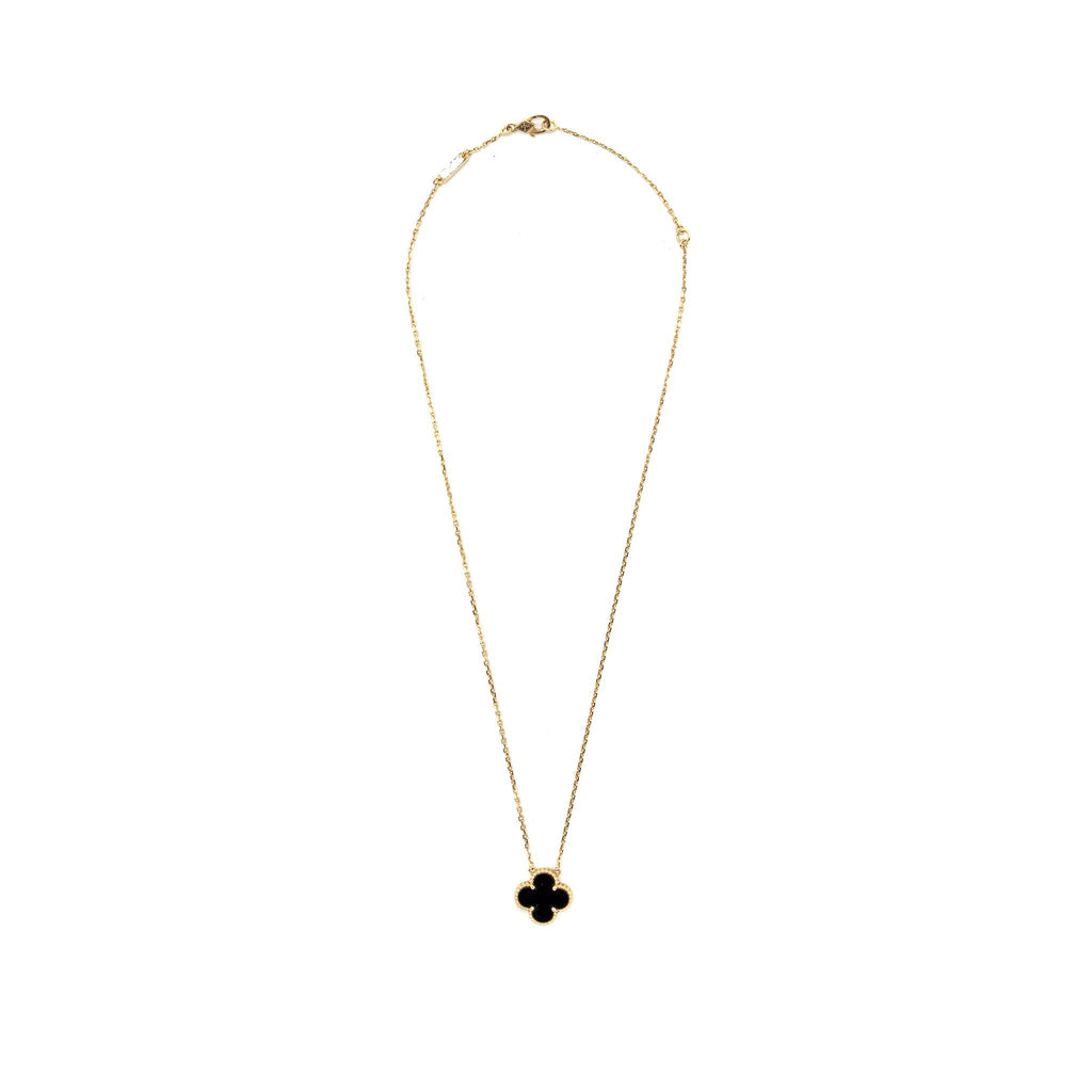 VAN CLEEF & ARPELS VINTAGE ALHAMBRA PENDANT ONYX YELLOW GOLD