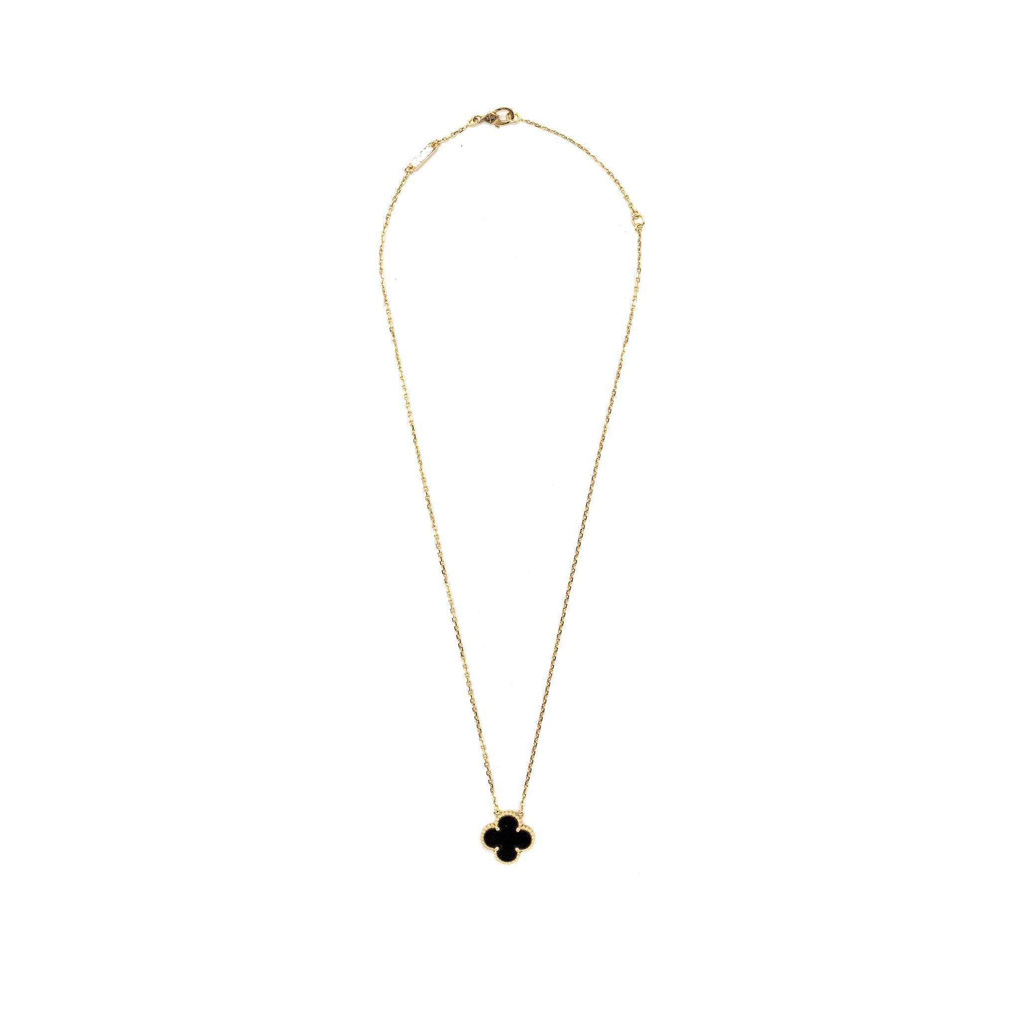 VAN CLEEF & ARPELS VINTAGE ALHAMBRA PENDANT ONYX YELLOW GOLD