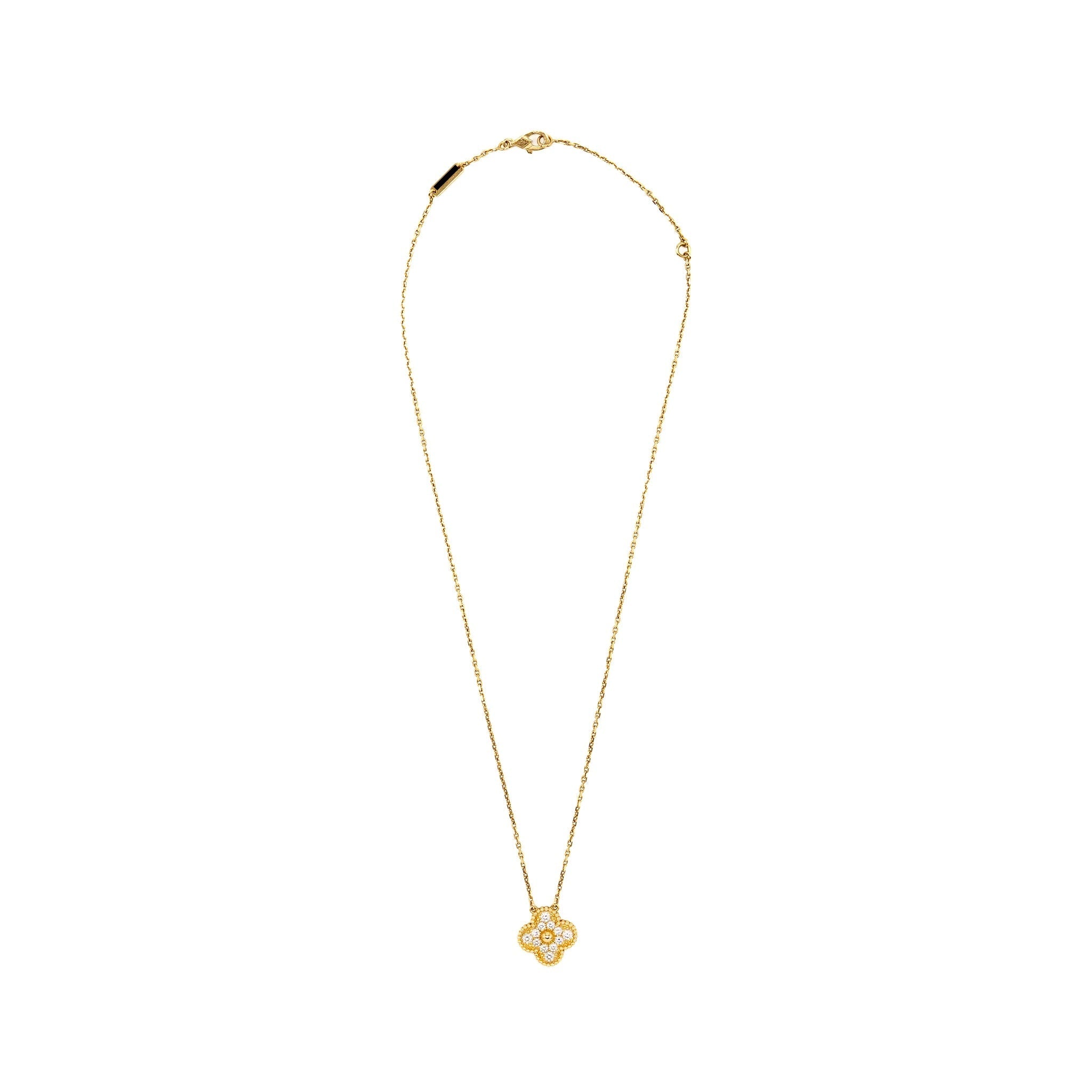 VAN CLEEF AND ARPELS VINTAGEL ALHAMBRA PENDANT 18K YELLOW GOLD DIAMONDS