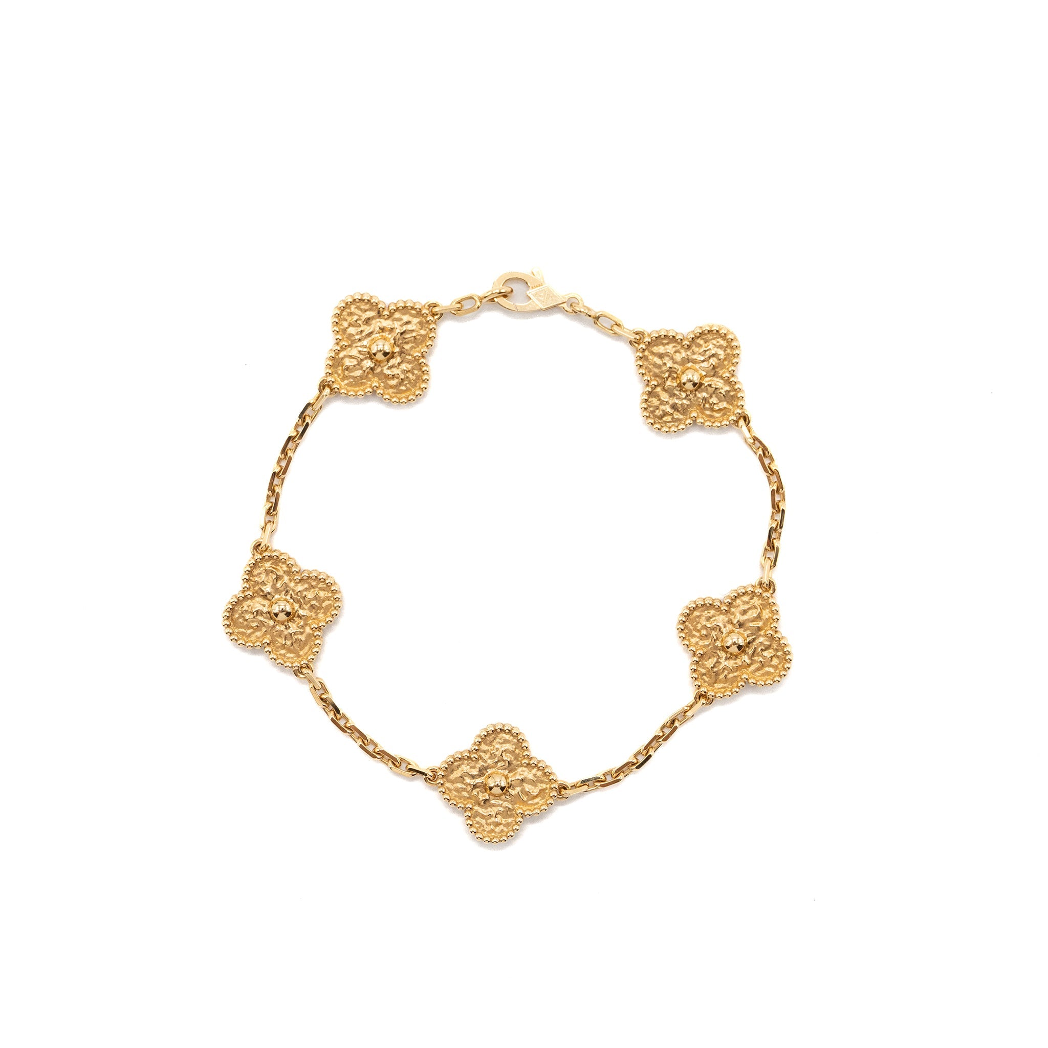 VAN CLEEF & ARPELS VINTAGE ALHAMBRA 5-MOTIF BRACELET YELLOW GOLD