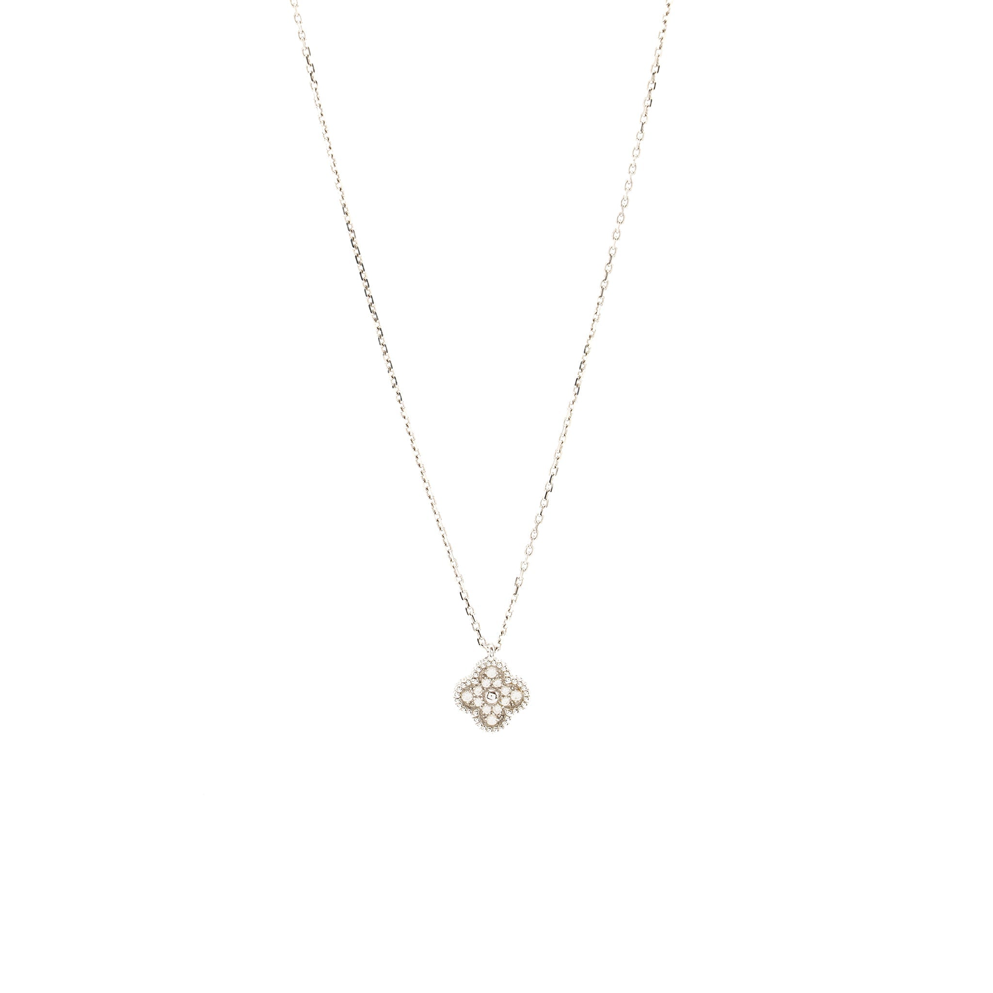 VAN CLEEF & ARPELS SWEET ALHAMBRA PENDANT WHITE GOLD DIAMONDS
