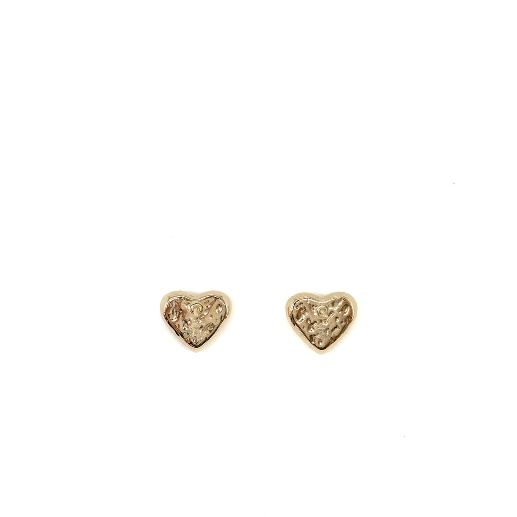 CHANEL MINI HEART CC LOGO EARRINGS LIGHT GOLD TONE
