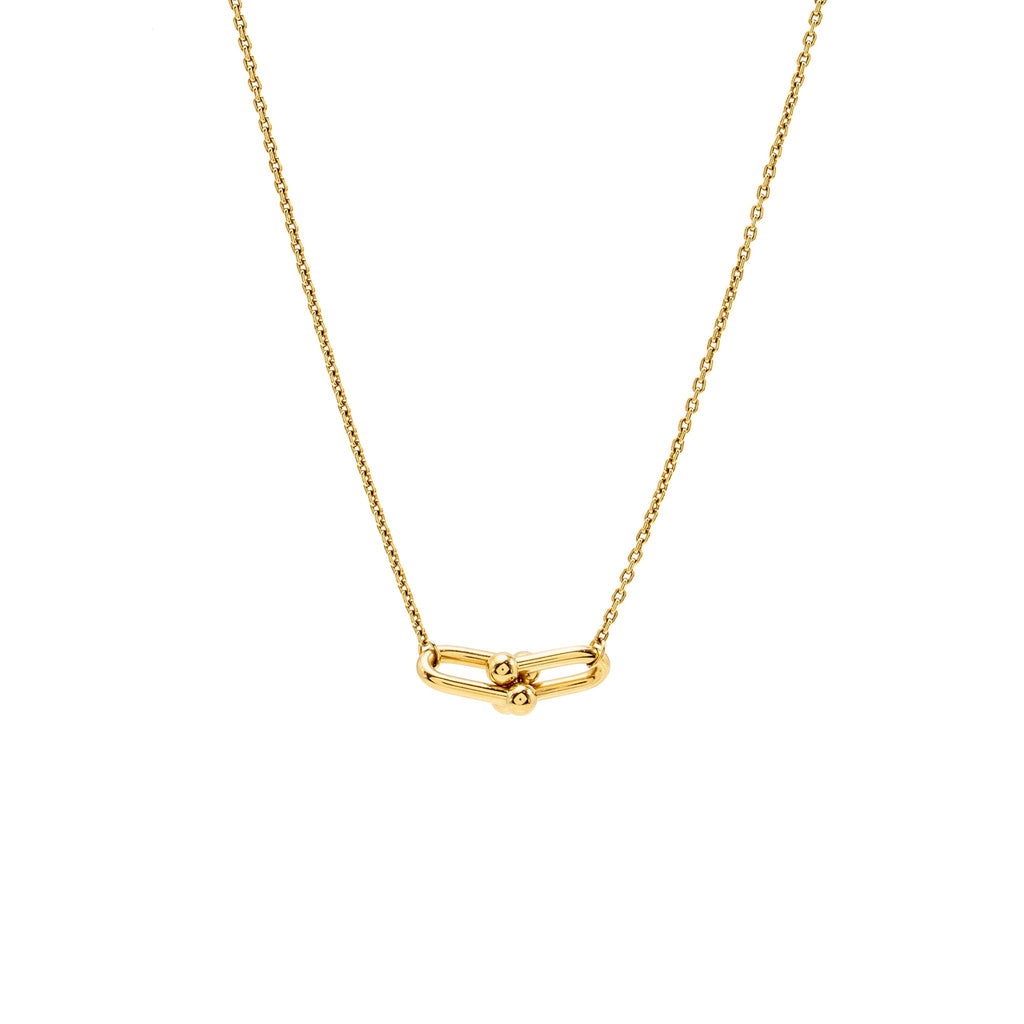 TIFFANY HARDWARE SMALL DOUBLE LINK PENDANT YELLOW GOLD