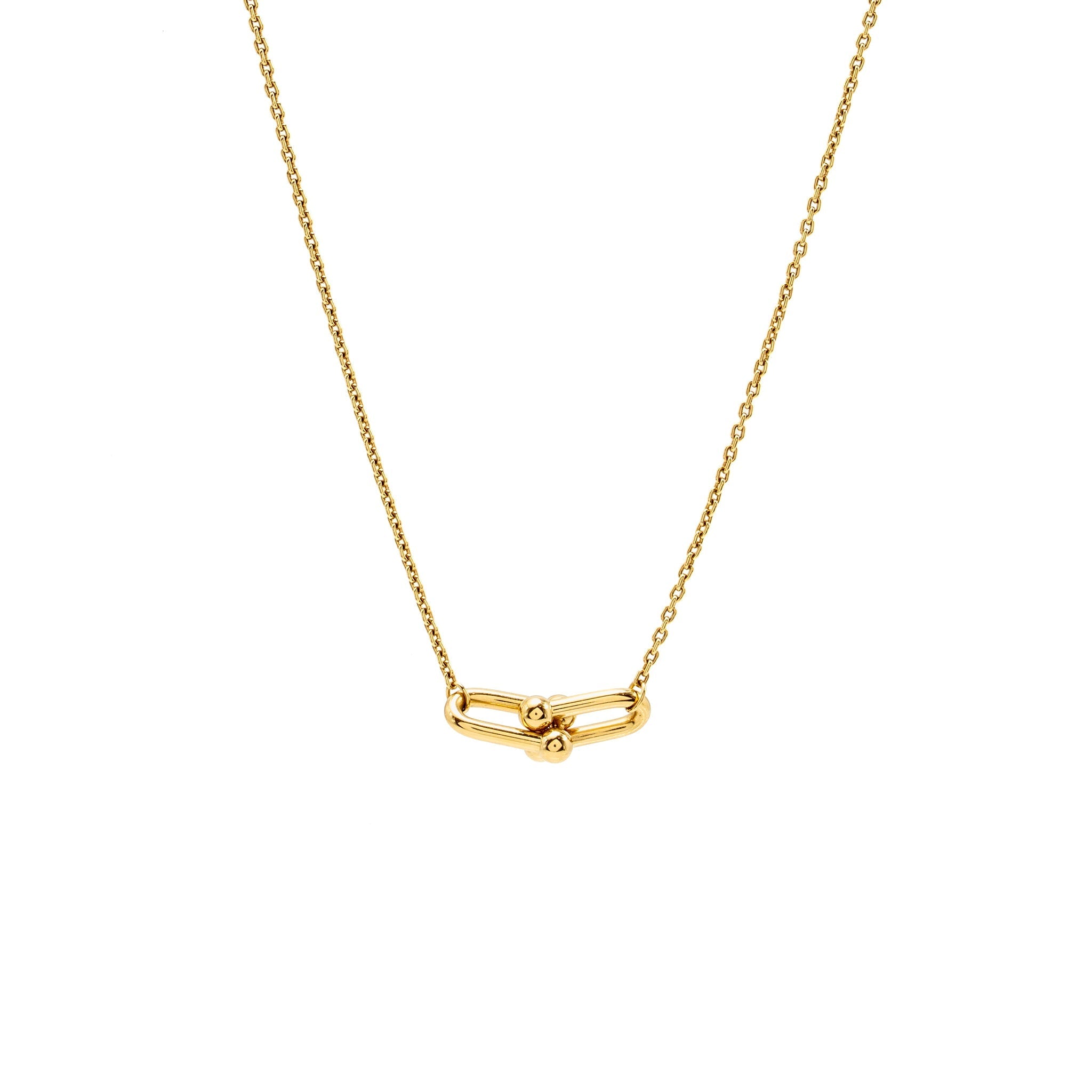 TIFFANY HARDWARE SMALL DOUBLE LINK PENDANT YELLOW GOLD