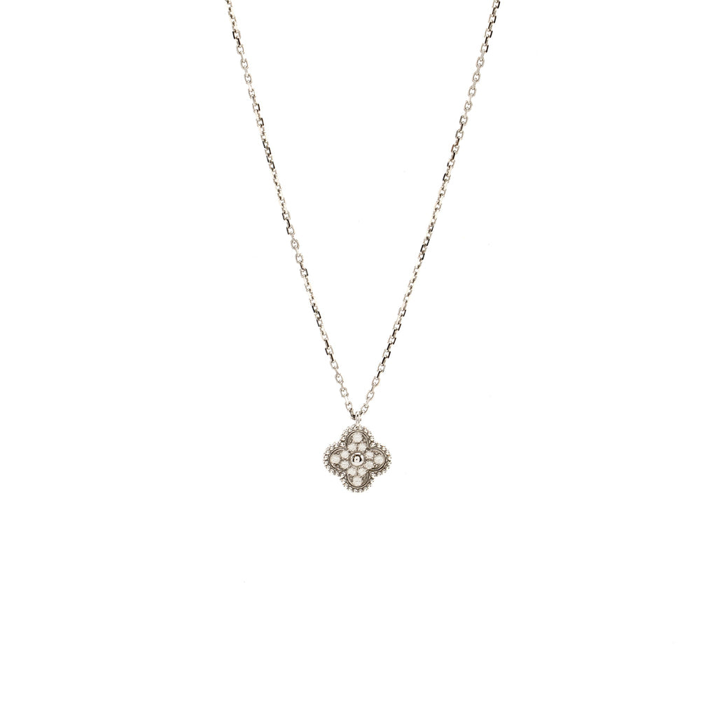 VAN CLEEF & ARPELS SWEET ALHAMBRA PENDANT WHITE GOLD DIAMONDS