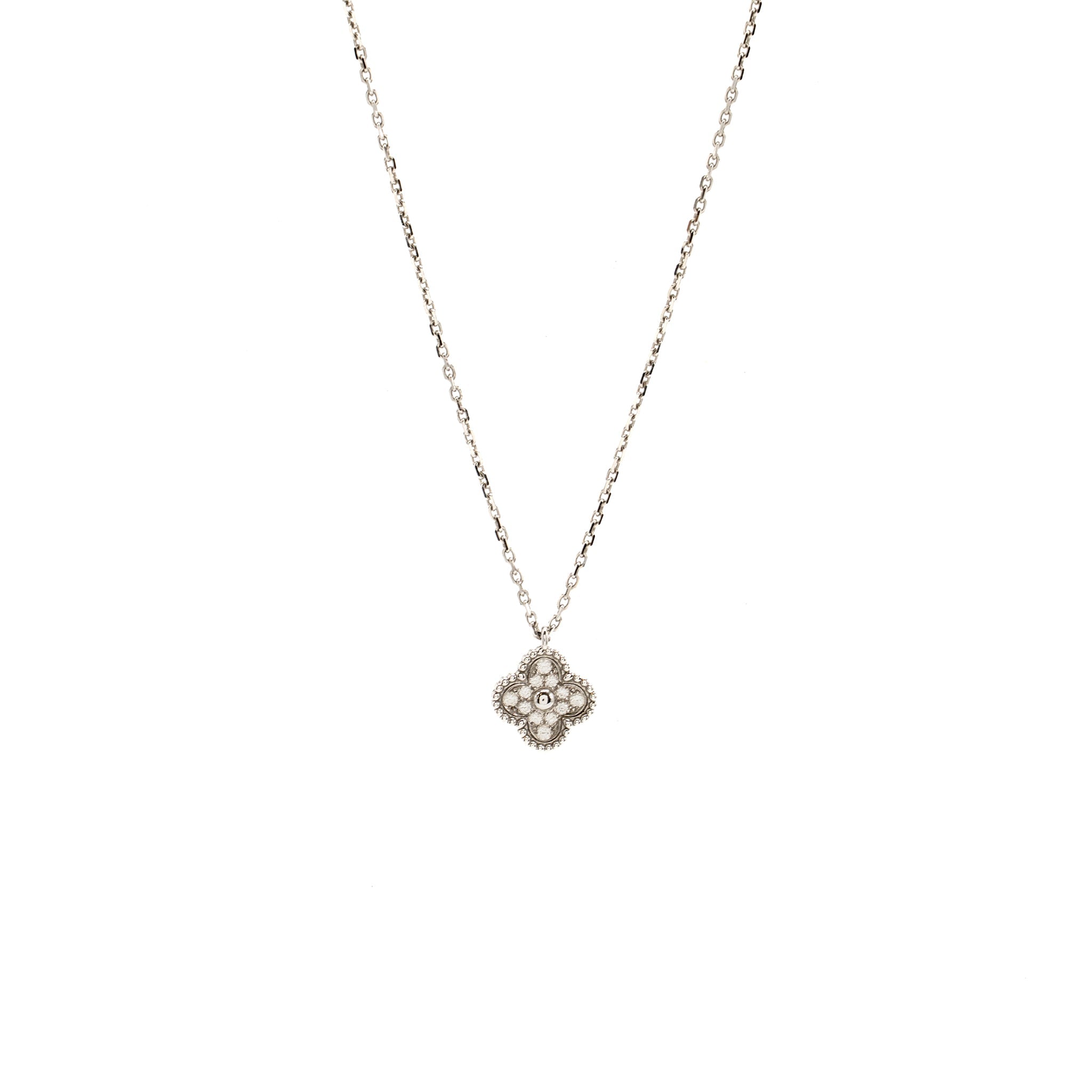 VAN CLEEF & ARPELS SWEET ALHAMBRA PENDANT WHITE GOLD DIAMONDS