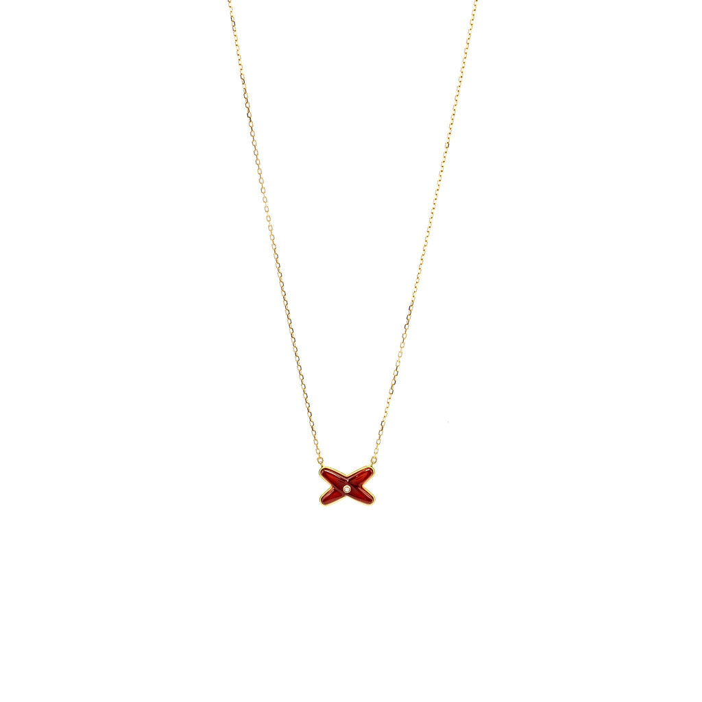 CHAUMET JEUX DE LIENS CARNELIAN PENDANT WITH DIAMOND ROSE GOLD