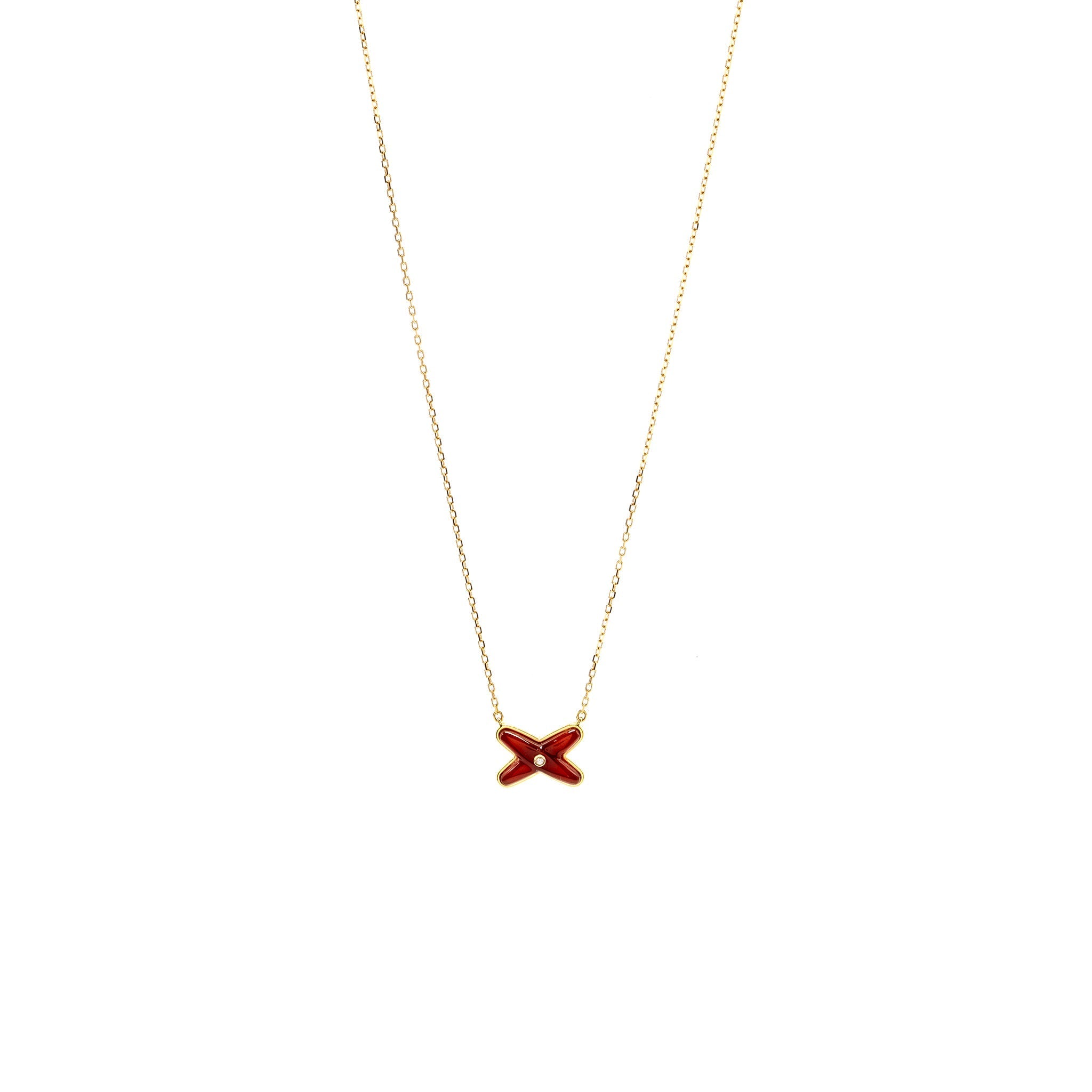 CHAUMET JEUX DE LIENS CARNELIAN PENDANT WITH DIAMOND ROSE GOLD