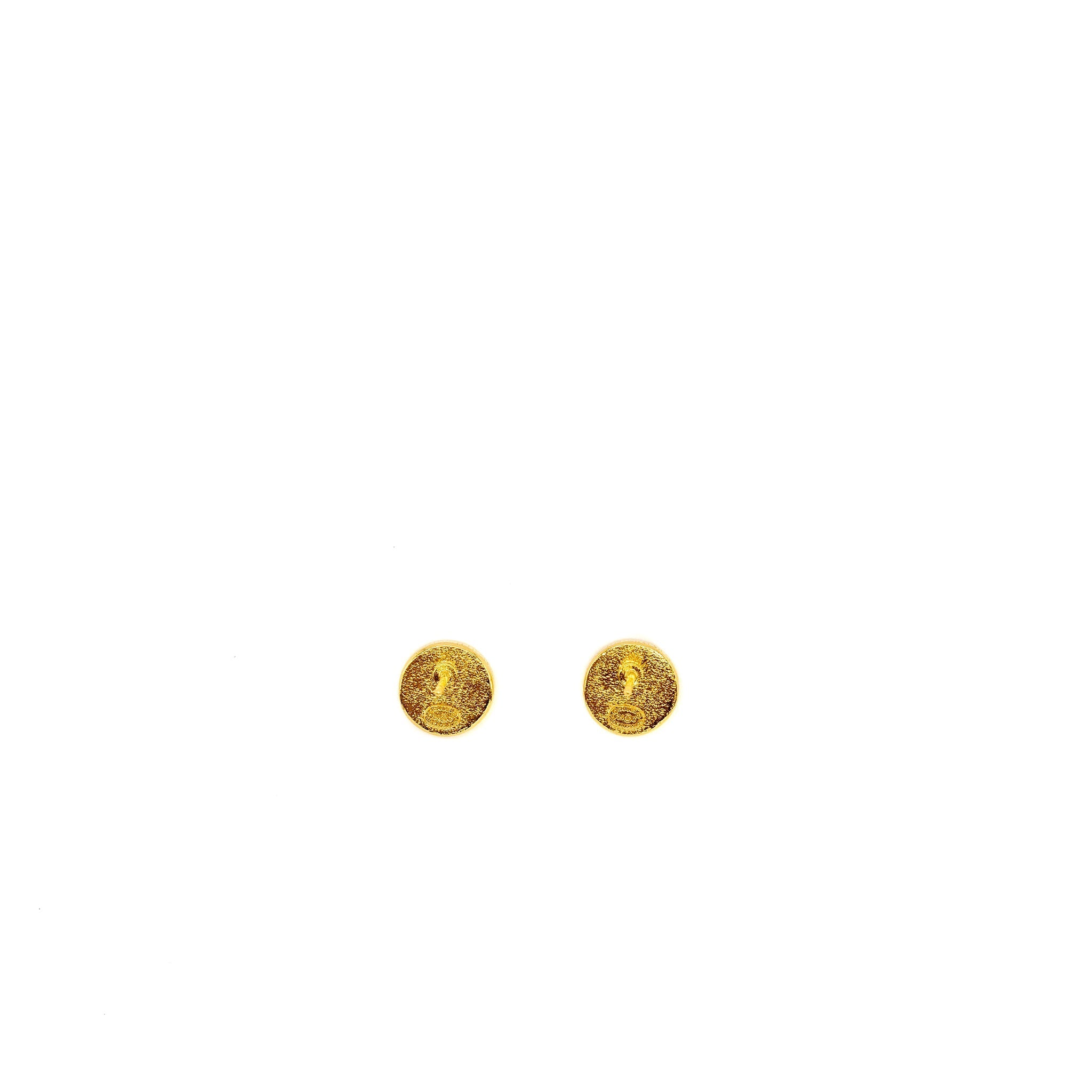 CHANEL ROUND CC LOGO EARRING BLACK/GOLD TONE