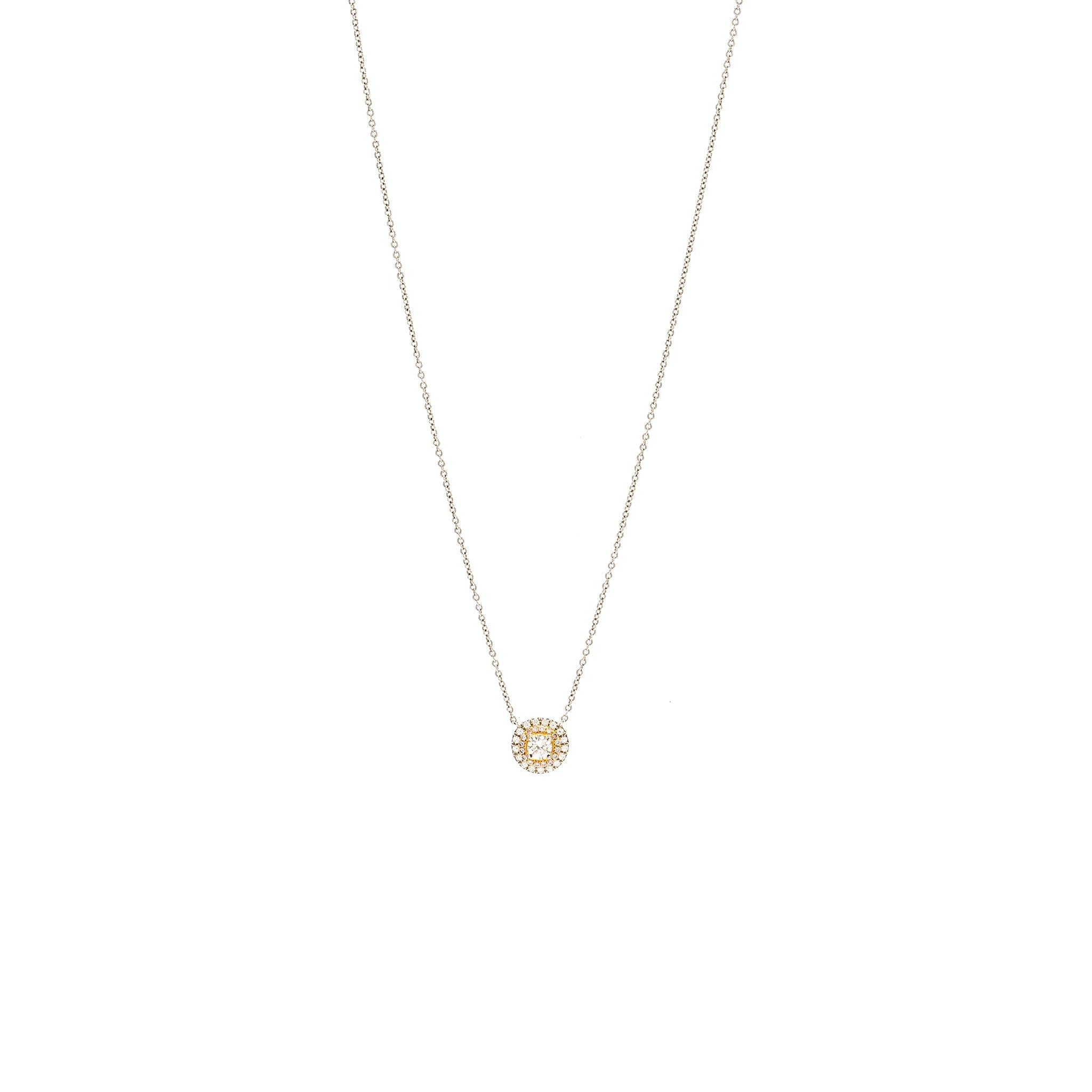 TIFFANY PLATINUM AND 18 CARAT ROSE GOLD SOLESTE ROUND DIAMOND AND PINK DIAMOND PENDANT