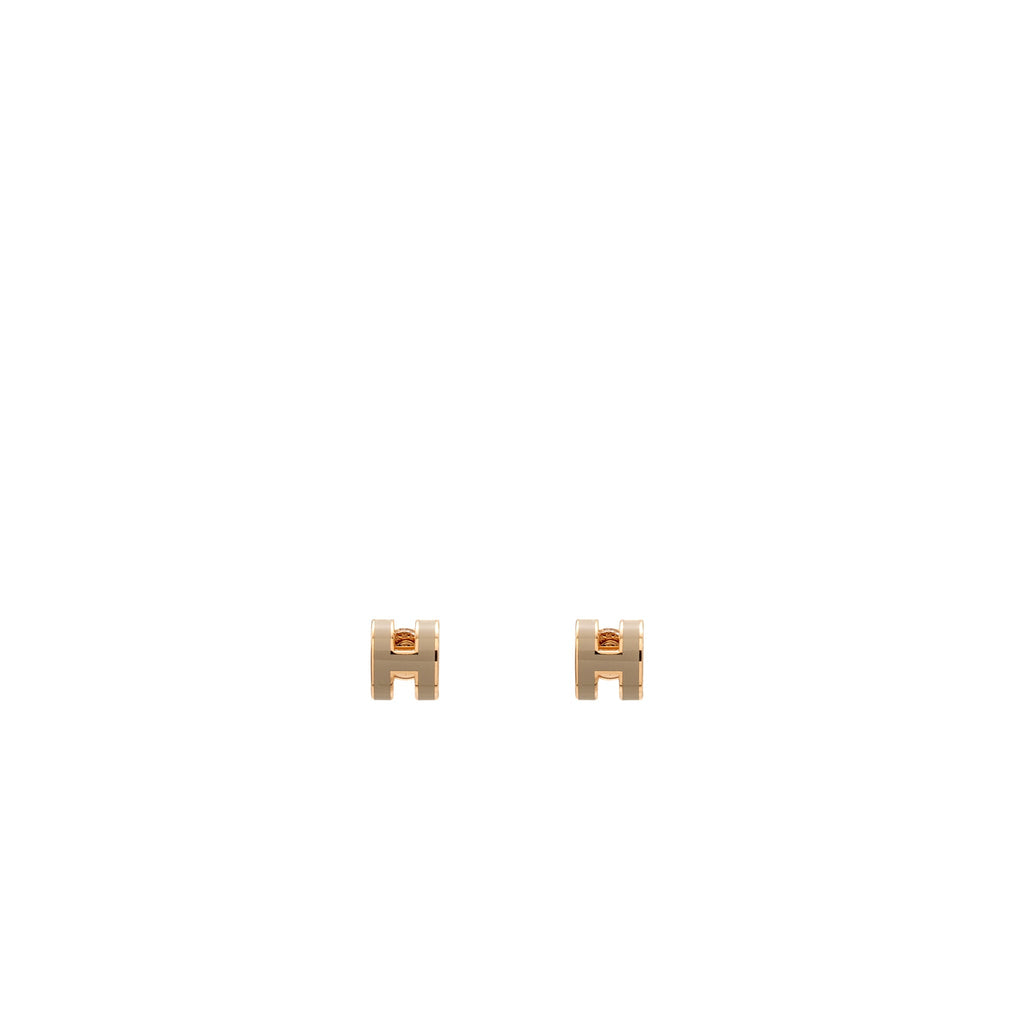 HERMES MINI POP H EARRINGS MARRON GLACE RGHW