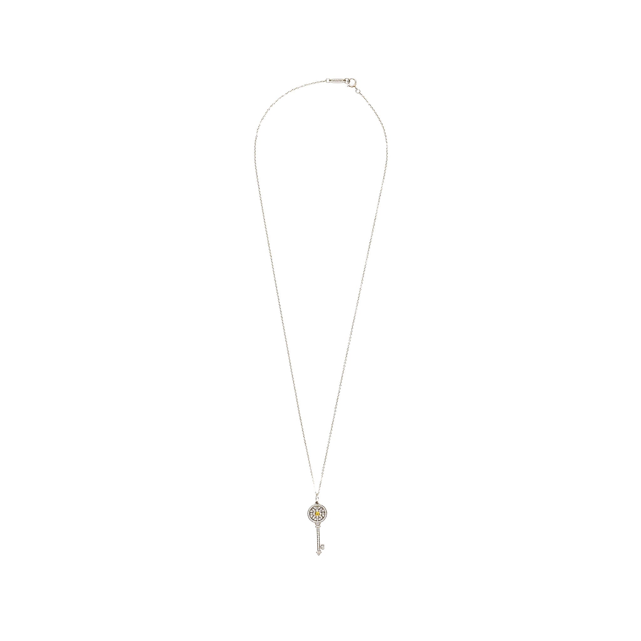 TIFFANY MINI DAISY KEY PENDANT 18K WHITE GOLD, YELLOW/WHITE DIAMONDS