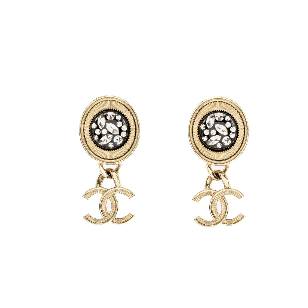 CHANEL CC DROP EARRINGS LIGHT GOLD TONE