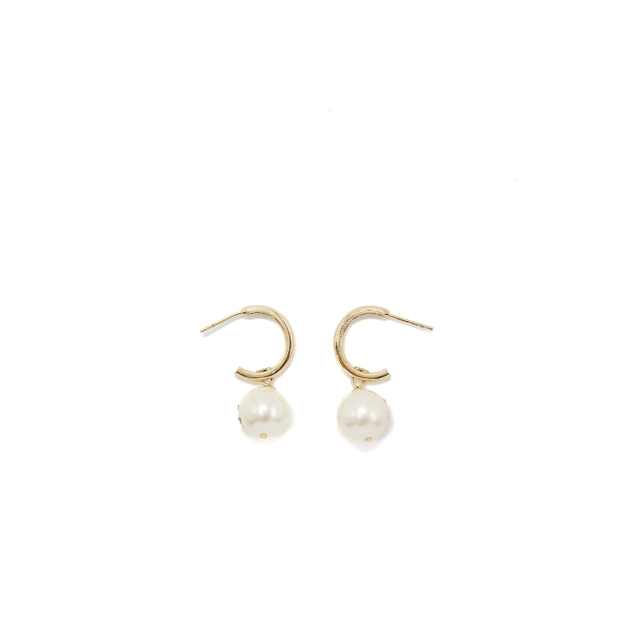 CHANEL ROUND DROPPED EARRINGS CRYSTAL/ PEARL LIGHT GOLD TONE