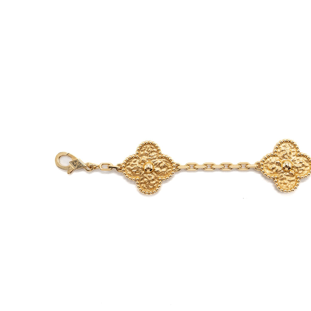 VAN CLEEF & ARPELS VINTAGE ALHAMBRA 5-MOTIF BRACELET YELLOW GOLD