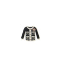 CHANEL LITTLE JACKET BROOCH BLACK LIGHT GOLD TONE