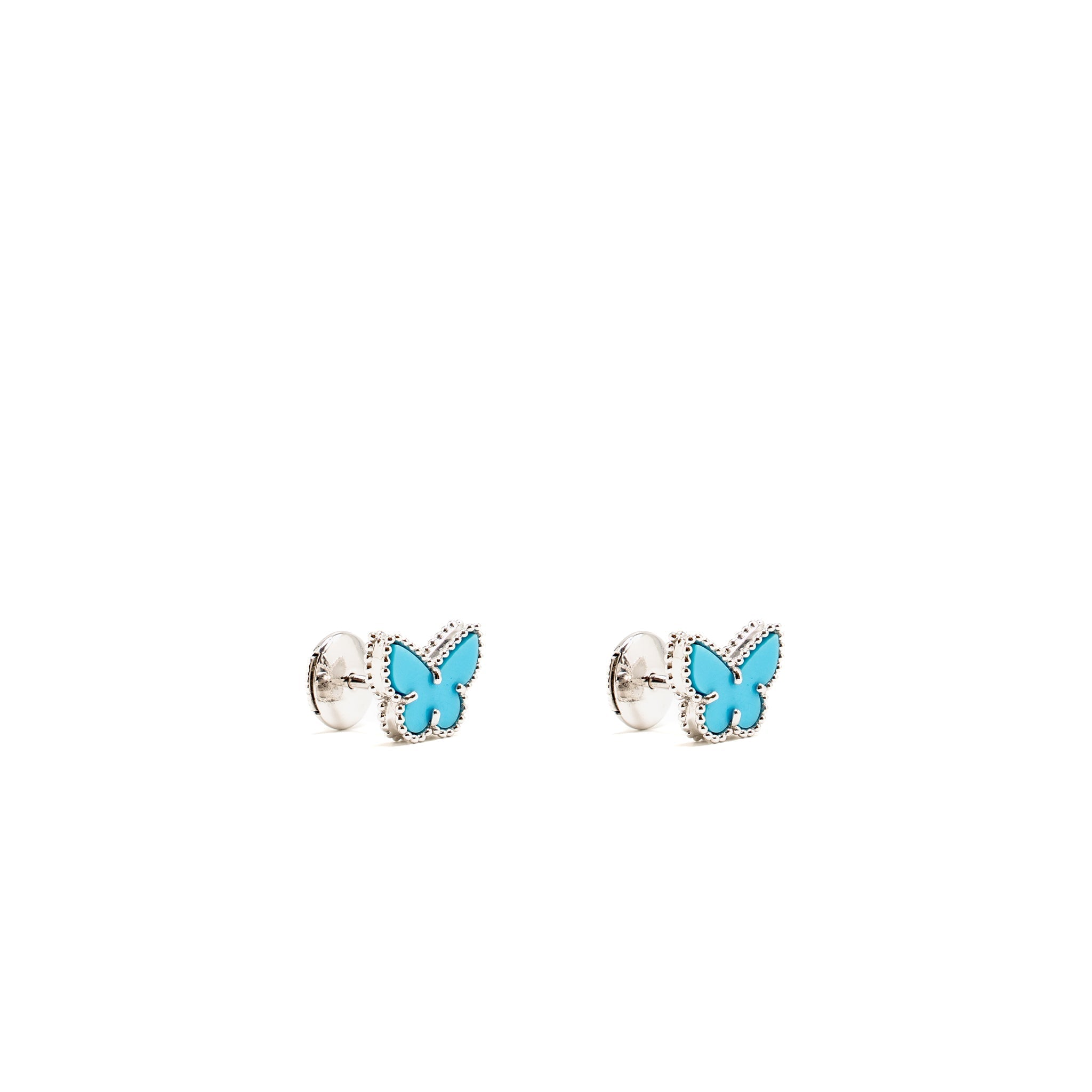 VAN CLEEF & ARPELS SWEET ALHAMBRA BUTTERFLY EARSTUDS WHITE GOLD, TURQUOISE
