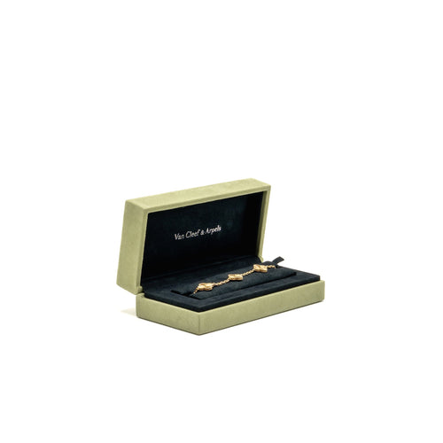 VAN CLEEF & ARPELS VINTAGE ALHAMBRA BRACELET 5 MOTIFS GUILLOCHE YELLOW GOLD