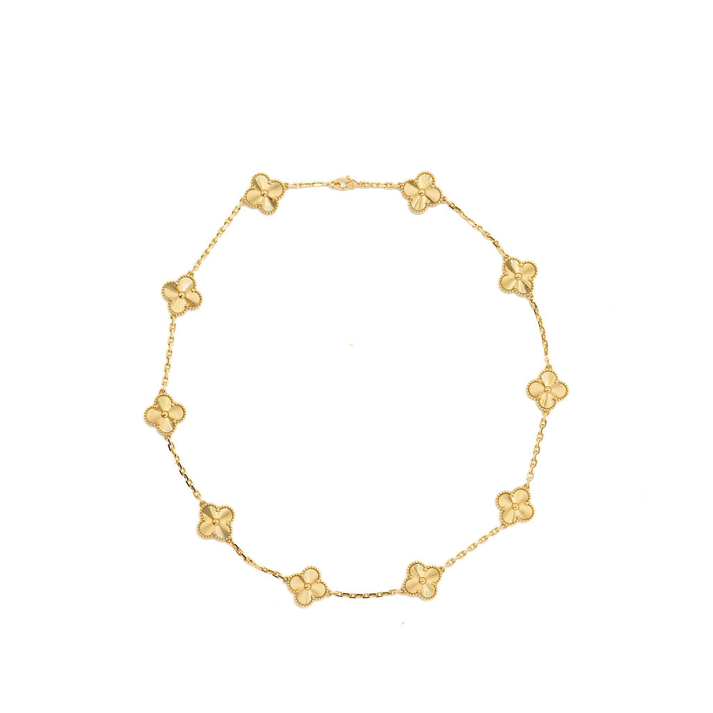 VAN CLEEF & ARPELS VINTAGE ALHAMBRA NECKLACE 10 MOTIFS, YELLOW GOLD