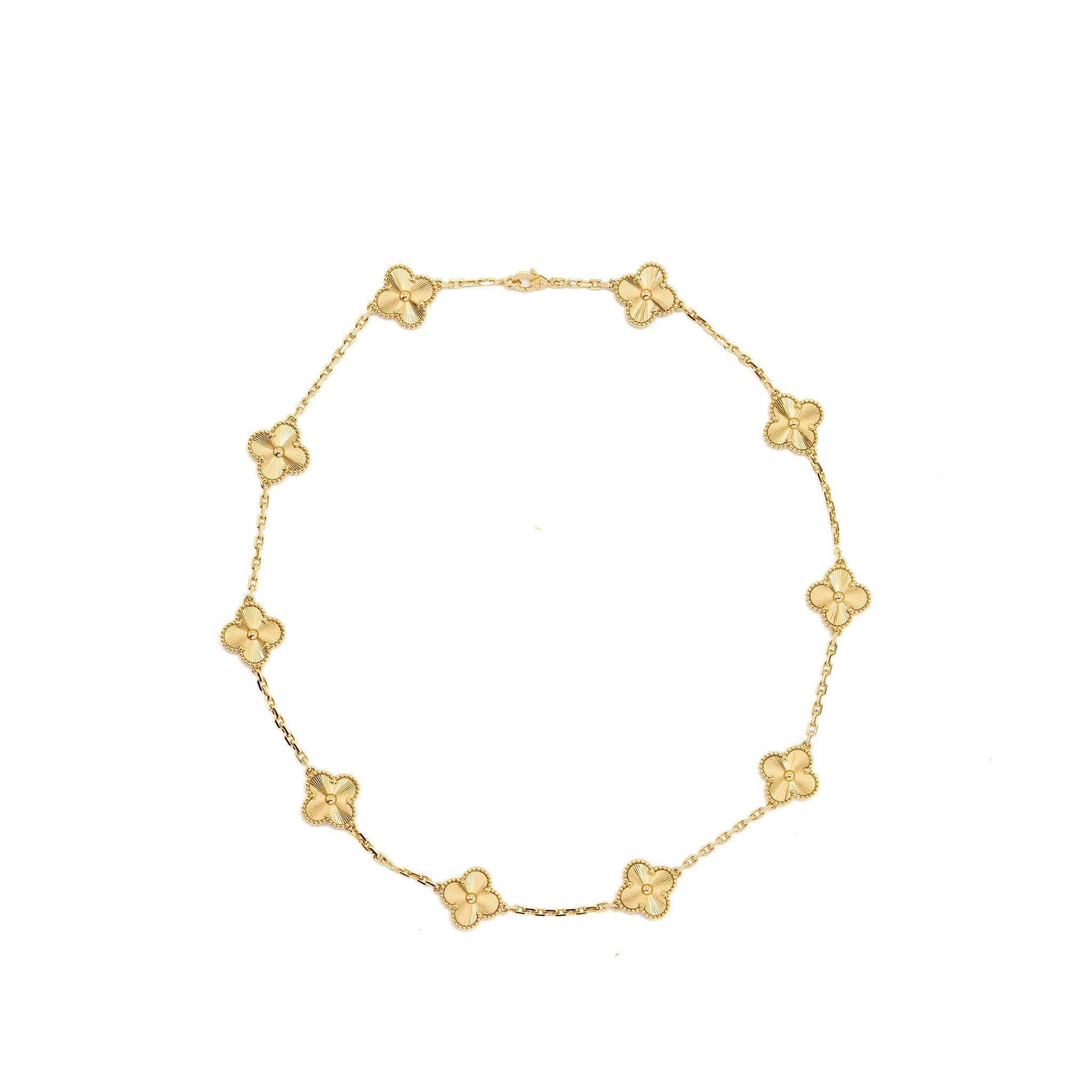 VAN CLEEF & ARPELS VINTAGE ALHAMBRA NECKLACE 10 MOTIFS, YELLOW GOLD