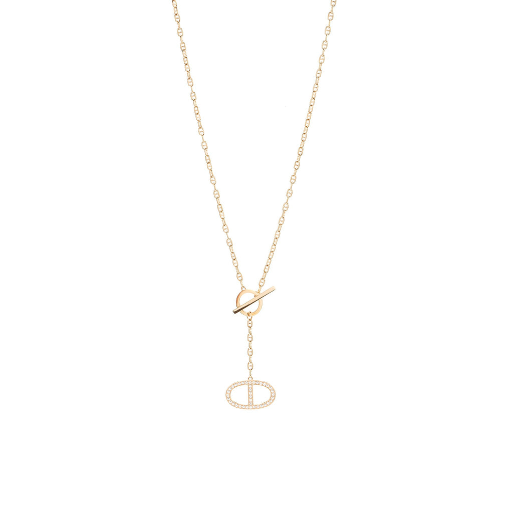 HERMES CHAIN D’ANCRE CONTOUR PENDANT ROSE GOLD, DIAMONDS