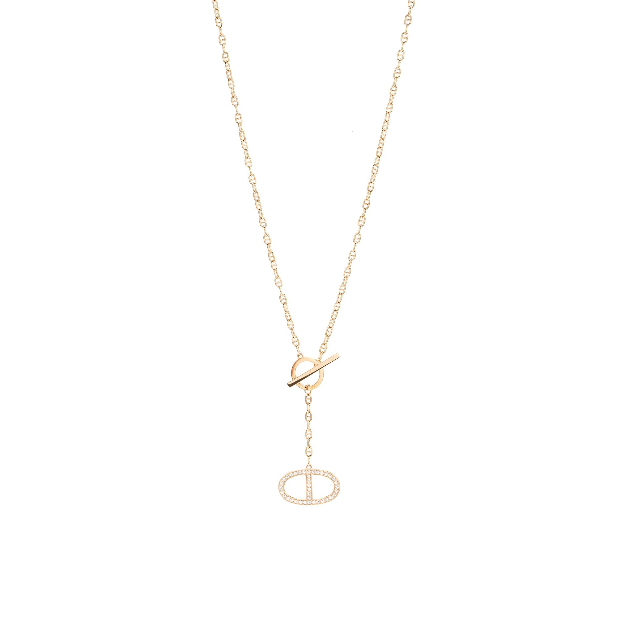 HERMES CHAIN D’ANCRE CONTOUR PENDANT ROSE GOLD, DIAMONDS