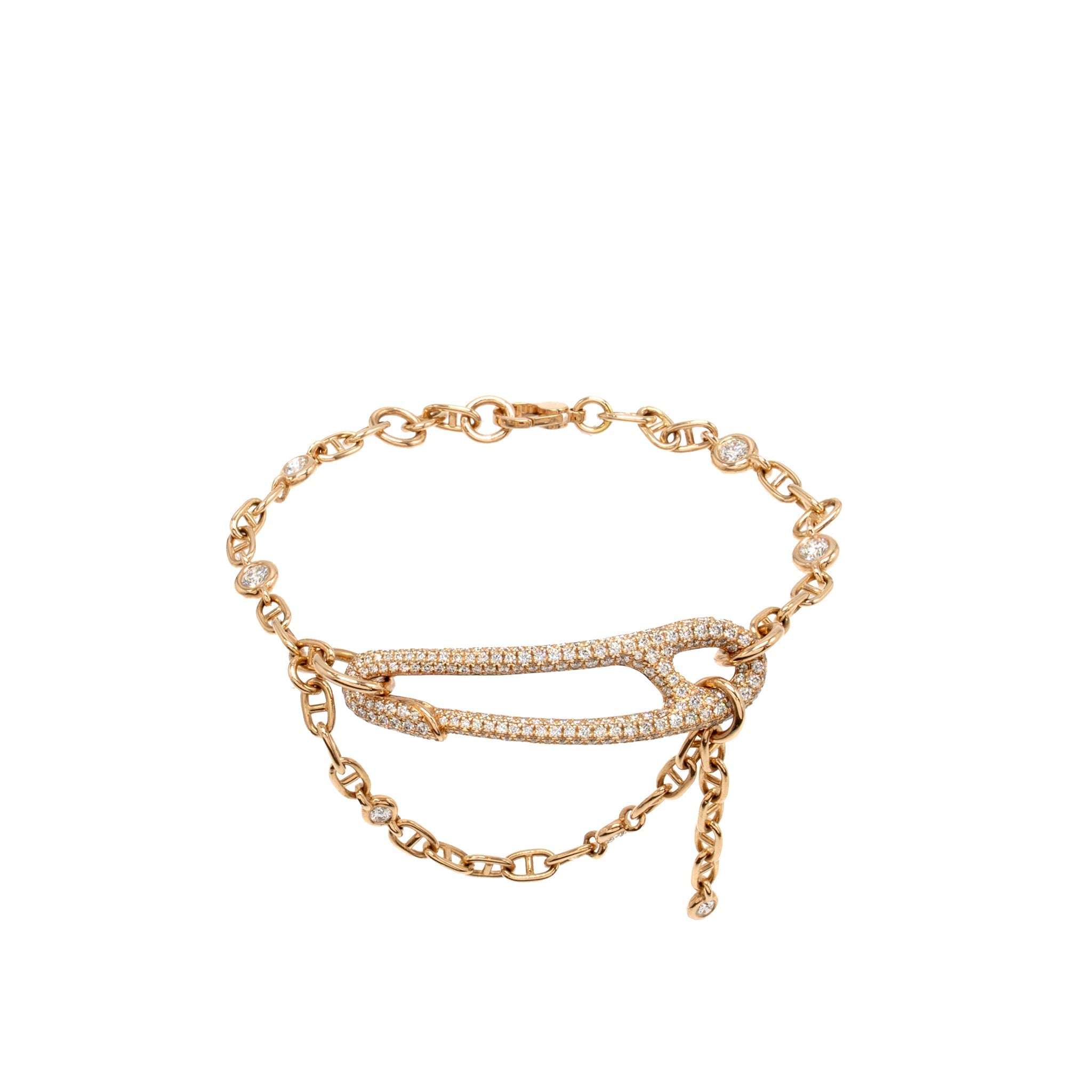 HERMES CHAINE D’ANCRE PUNK BRACELET RODE GOLD/DIAMONDS