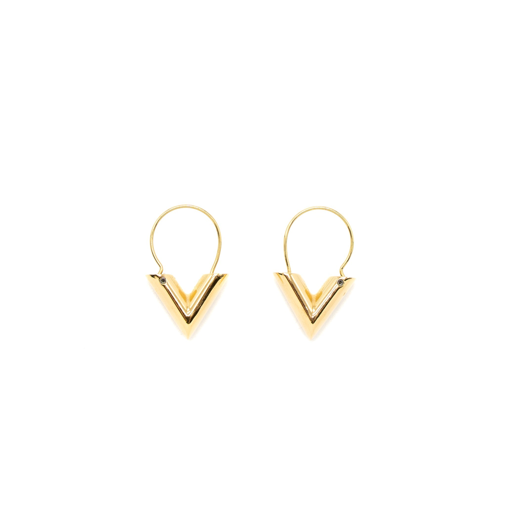 LOUIS VUITTON ESSENTIAL V HOOPS EARRINGS GOLD TONE