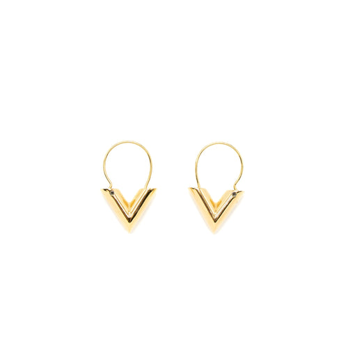 LOUIS VUITTON ESSENTIAL V HOOPS EARRINGS GOLD TONE