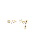 CHANEL LETTER/CC LOGO WITH PEARL STUD EARRING LIGHT GOLD TONE