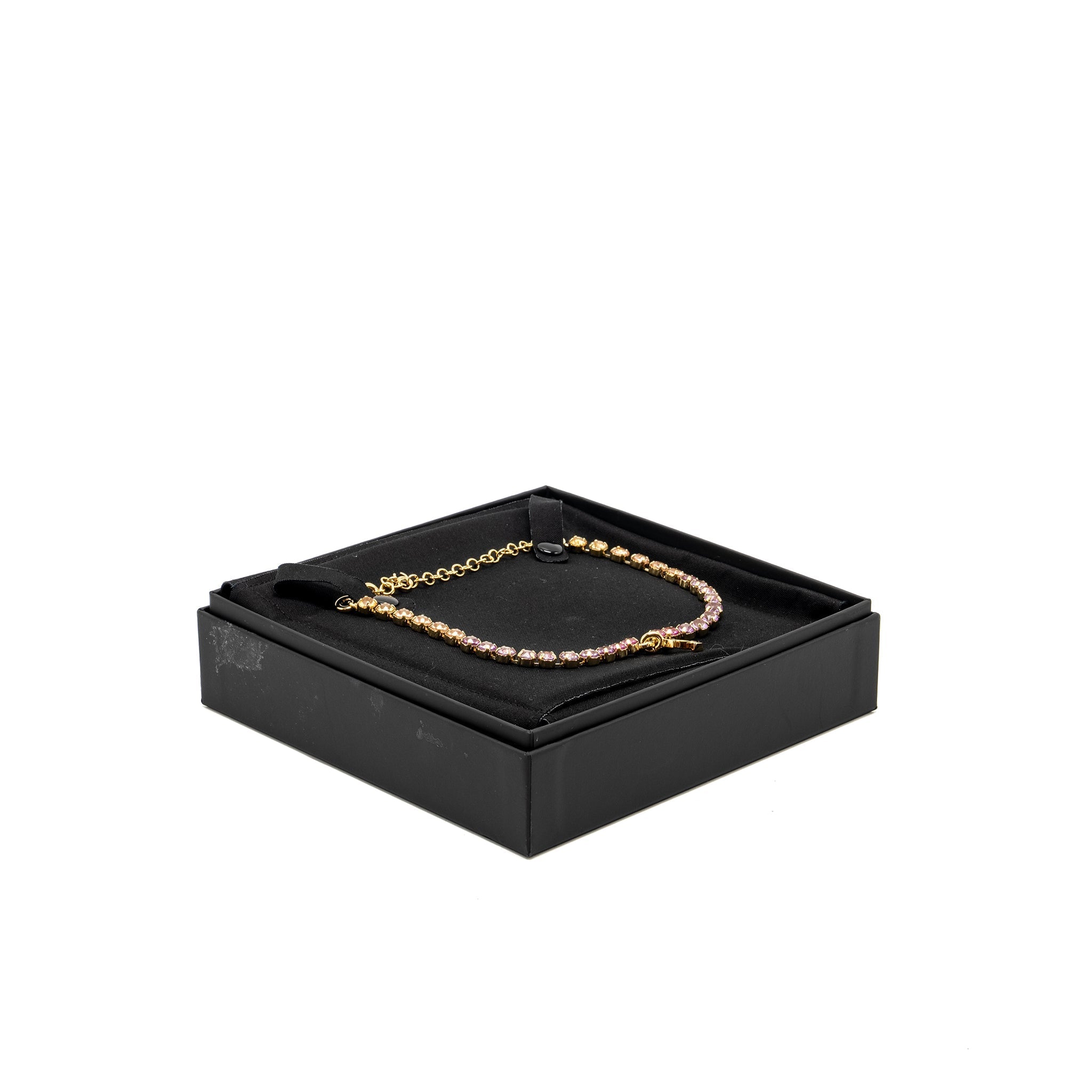 CHANEL CC LOGO DROPPED NECKLACE/CHOCKER MULTICOLOUR CRYSTAL GOLD TONE