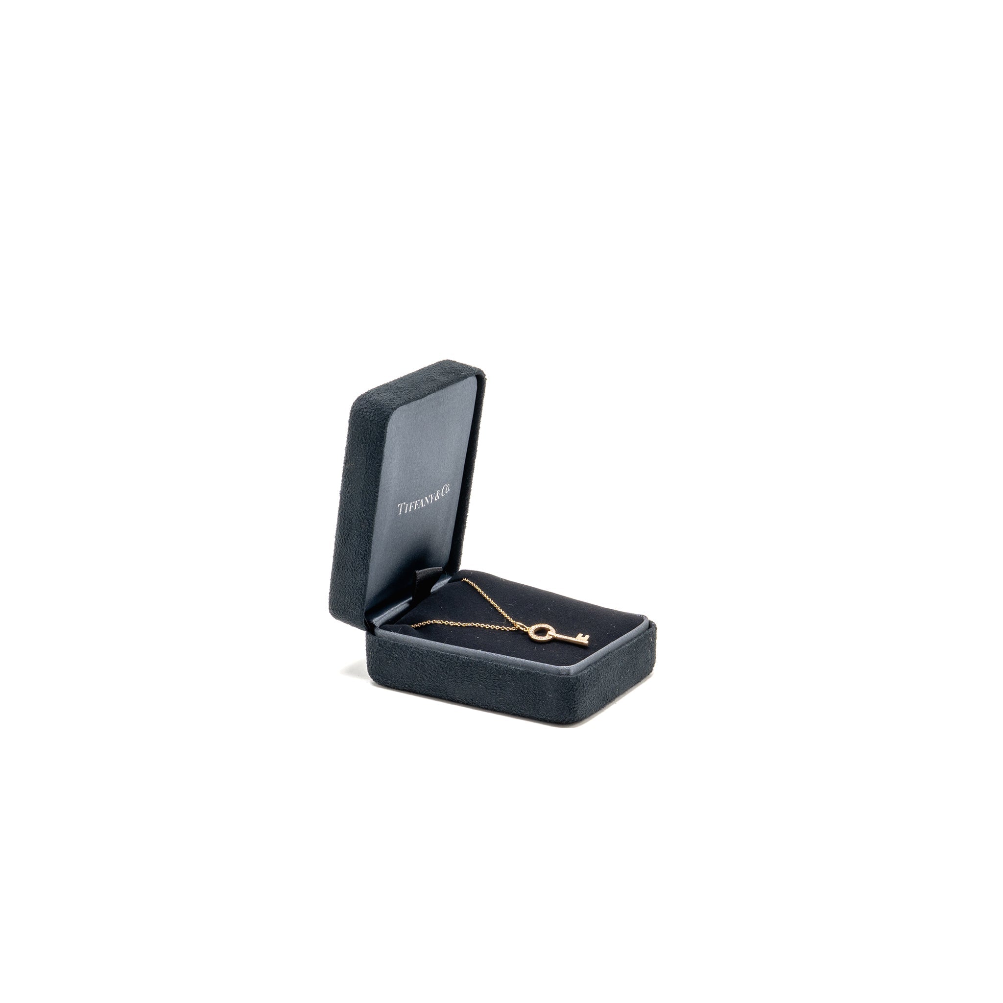 TIFFANY DIAMOND OVAL KEY PENDANT ROSE GOLD WITH PENDANT CHAIN YELLOW GOLD