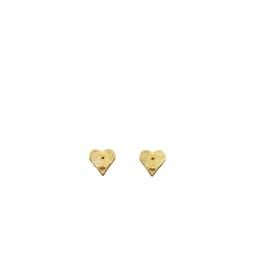 CHANEL HEART SHAPE CC LOGO EARRINGS GOLD TONE