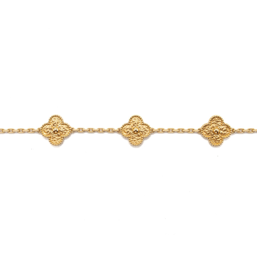 VAN CLEEF & ARPELS VINTAGE ALHAMBRA 5-MOTIF BRACELET YELLOW GOLD