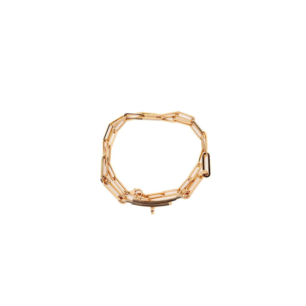 HERMES KELLY CHAINE DOUBLE BRACELET ROSE GOLD,DIAMONDS