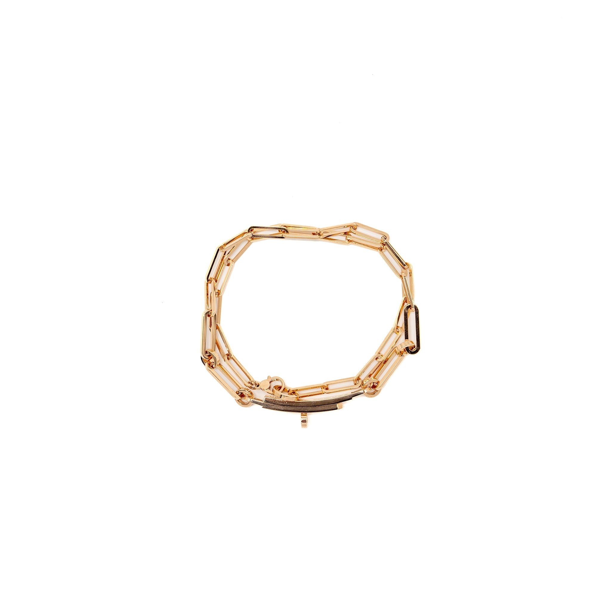 HERMES KELLY CHAINE DOUBLE BRACELET ROSE GOLD,DIAMONDS