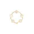 VAN CLEEF AND ARPELS VINTAGE ALHAMBRA 5 MOTIF BRACELET 18K YELLOW GOLD / MOTHER OF PEARL